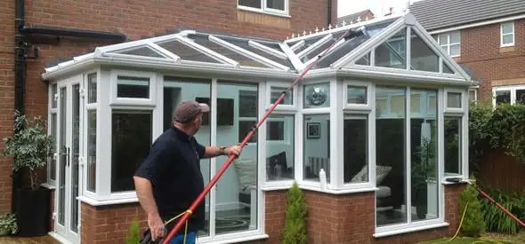 conservatory window cleaning bolton with a water fed pole