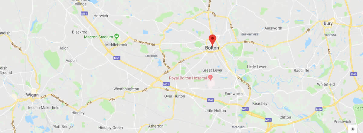 map of area covered by al window cleaning bolton